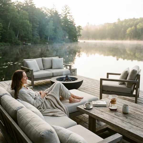 Relaks na tarasie z widokiem na jezioro